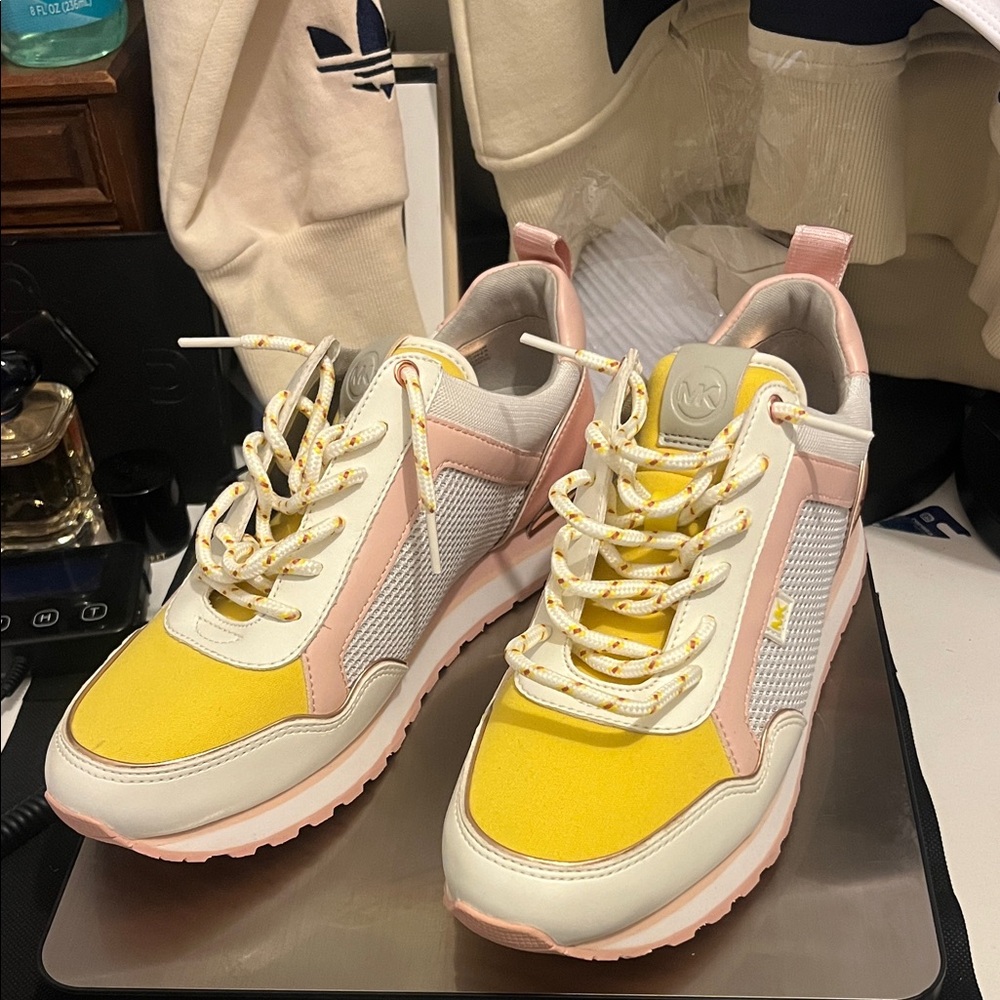Michael Kors Yellow Pink White Womens Sneakers